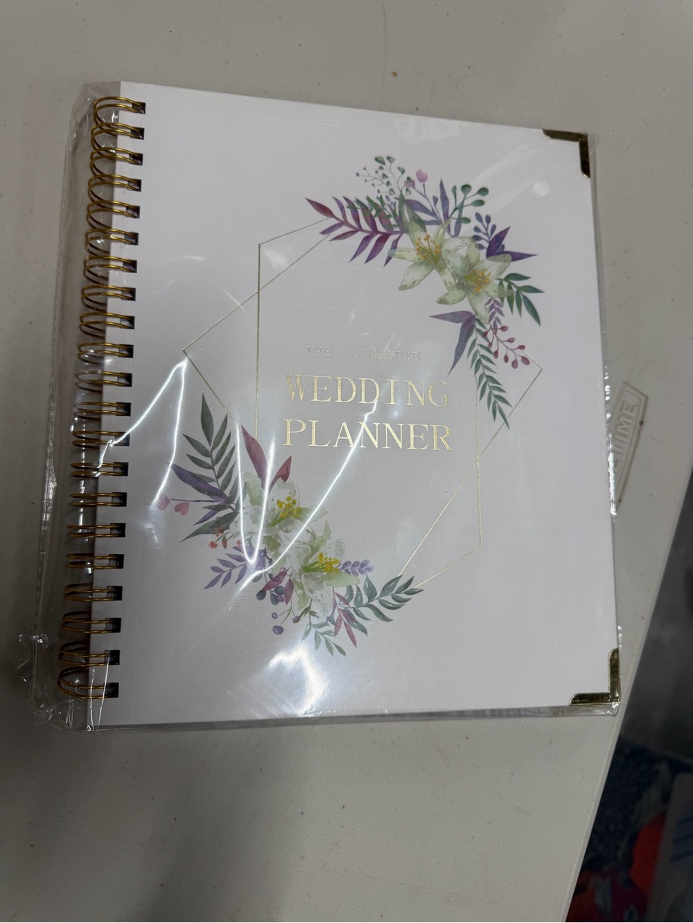 Francesca's Collections White Wedding Planner with Purple & Green Floral Accents